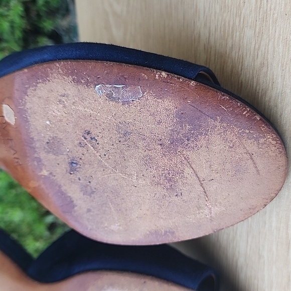 BY FAR Suede Block Heel Slide Mule Open Toe Blue 39 - Picture 9 of 11